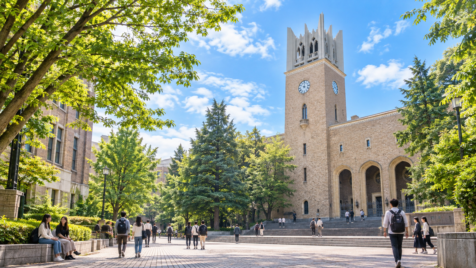 早稲田大学合格を目指す受験生と大学キャンパス